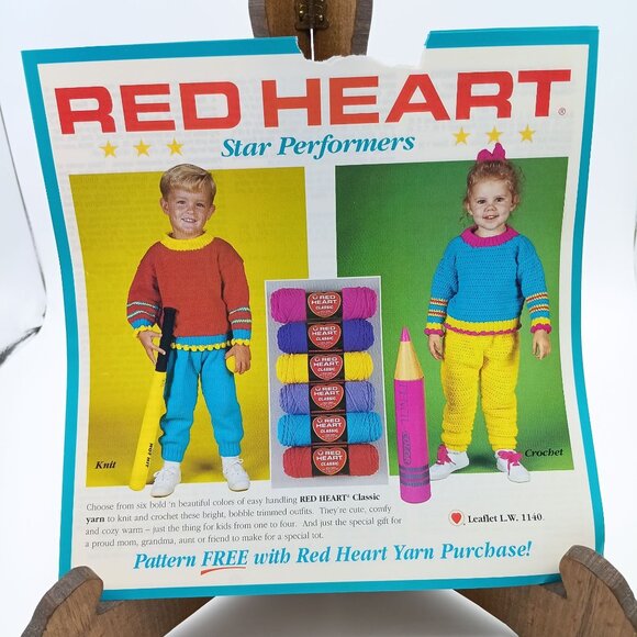 Vintage Red Heart Crochet Pattern and Instructions, Star Performers 1990s Leafle - Picture 1 of 1